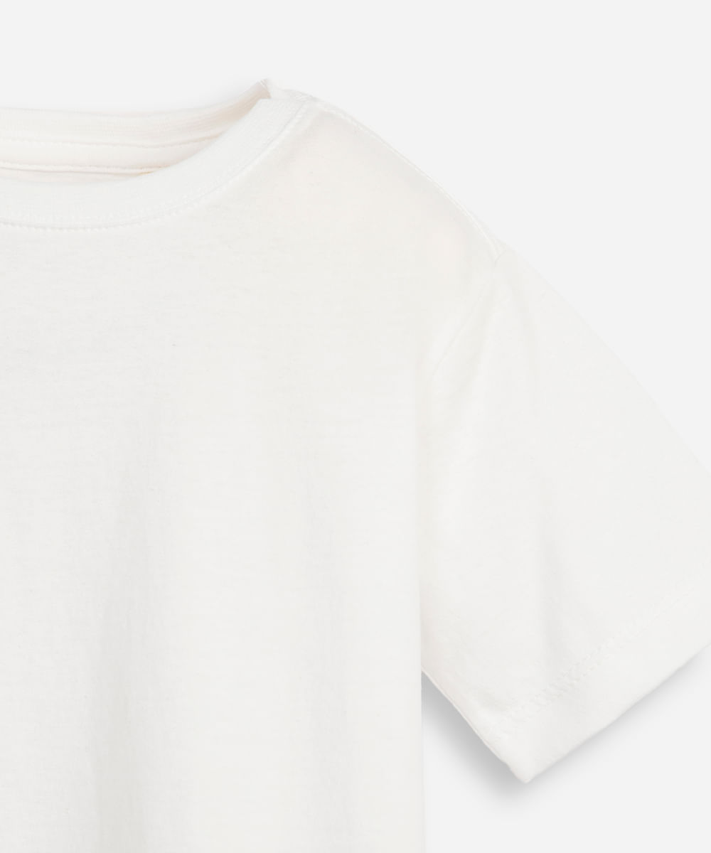 camiseta de algodão infantil manga curta básica off white