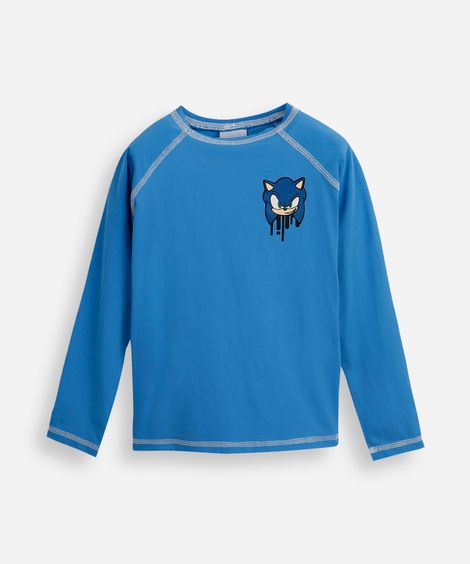 camiseta infantil com proteção uv sonic azul