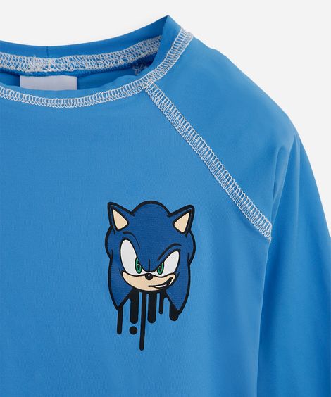 camiseta infantil com proteção uv sonic azul