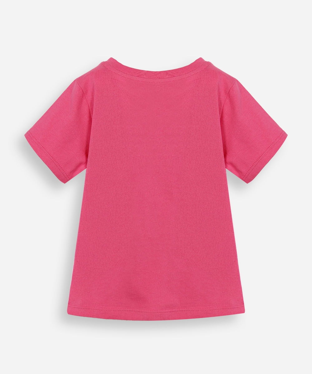 camiseta infantil de algodão gatinho com glitter rosa
