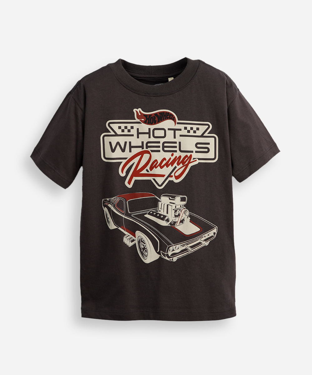 camiseta infantil de algodão hot wheels chumbo