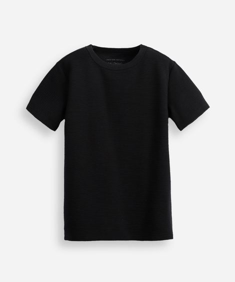 camiseta infantil manga curta canelada preta