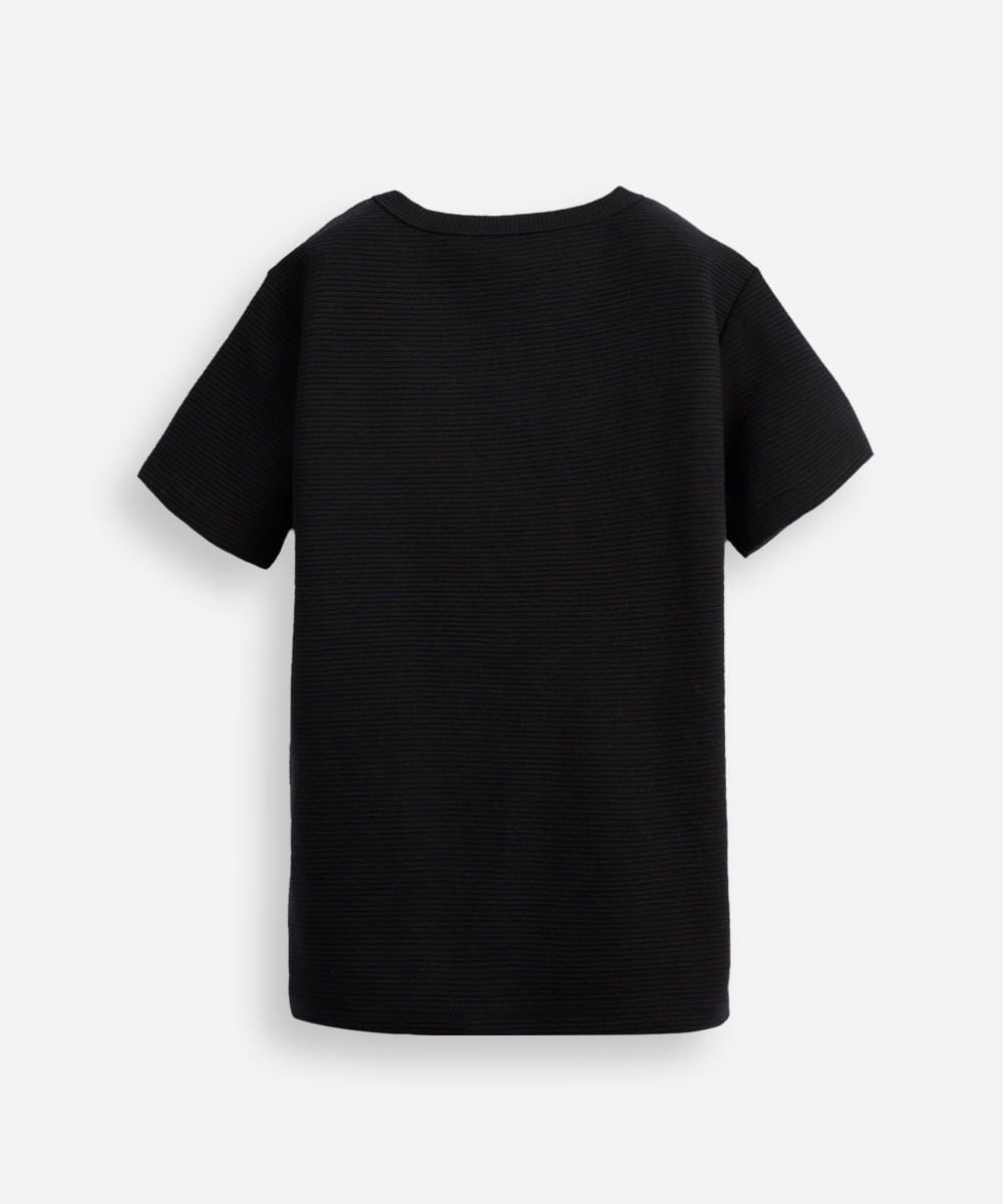 camiseta infantil manga curta canelada preta