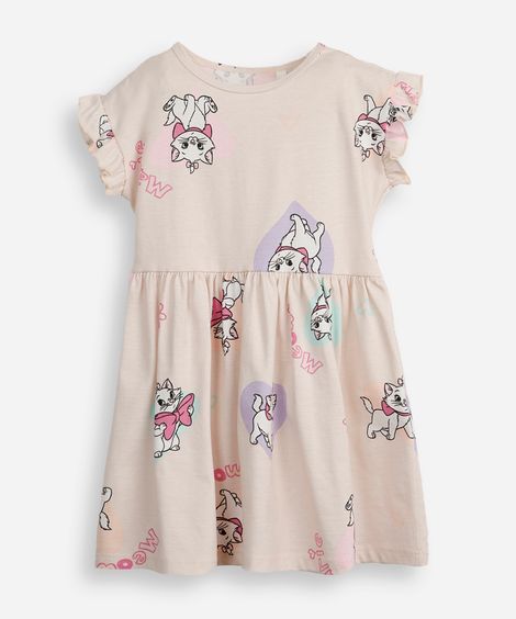 vestido infantil de algodão gatinha marie bege