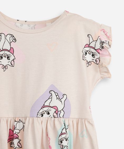 vestido infantil de algodão gatinha marie bege
