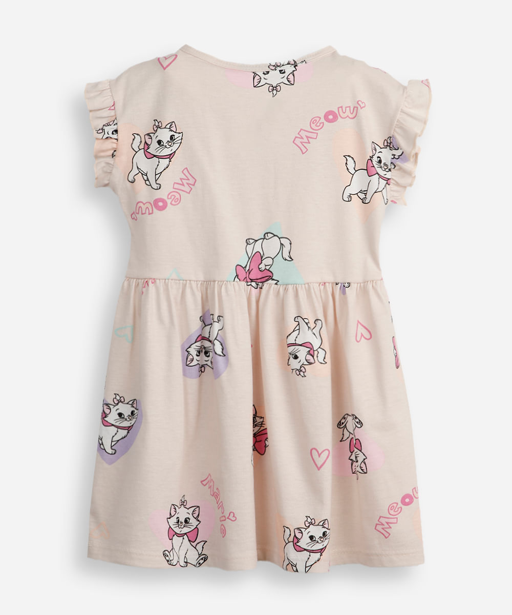 vestido infantil de algodão gatinha marie bege