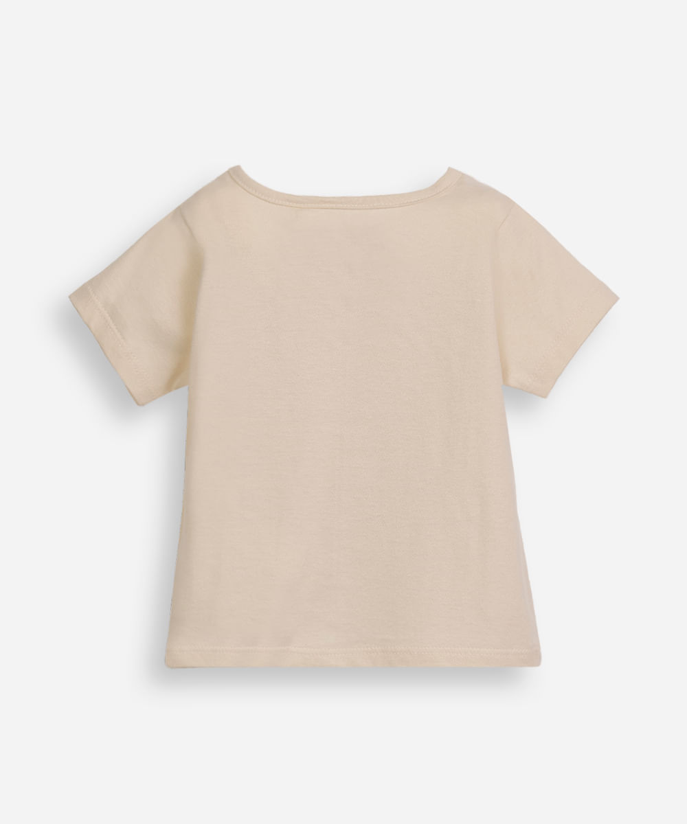 blusa infantil de algodão hello kitty com glitter bege