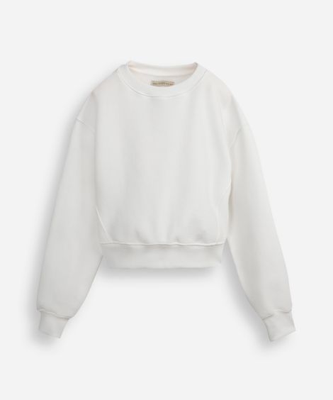 blusão juvenil de moletom felpado com recortes off white