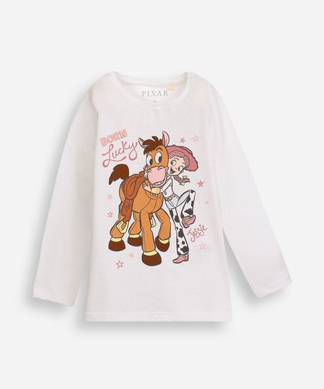 camiseta infantil de algodão jessie toy story off white