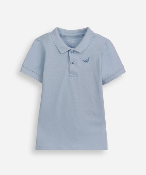 polo infantil de algodão com bordado azul