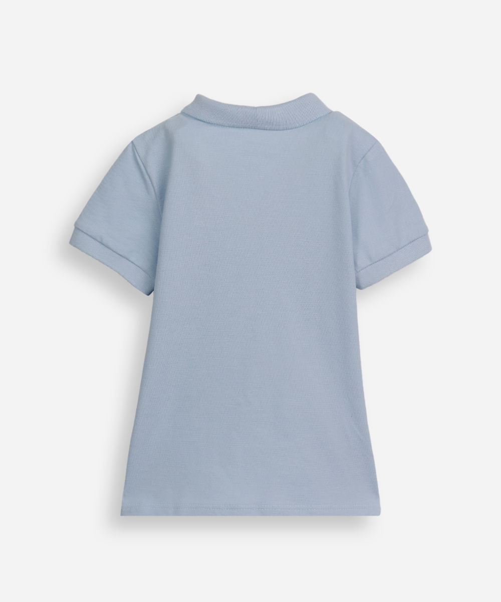 polo infantil de algodão com bordado azul