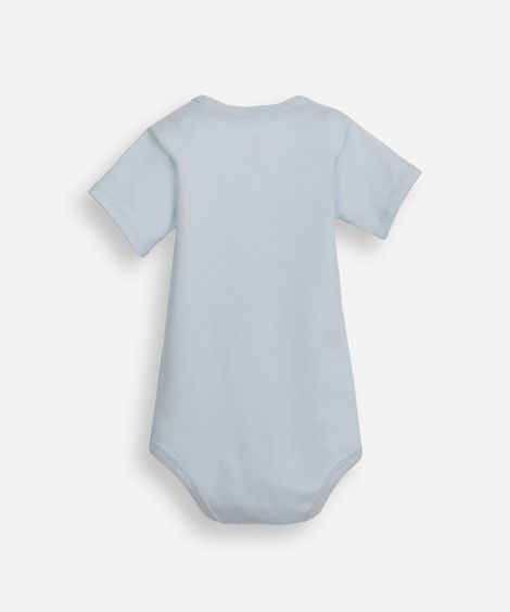 body infantil de algodão manga curta estampado azul