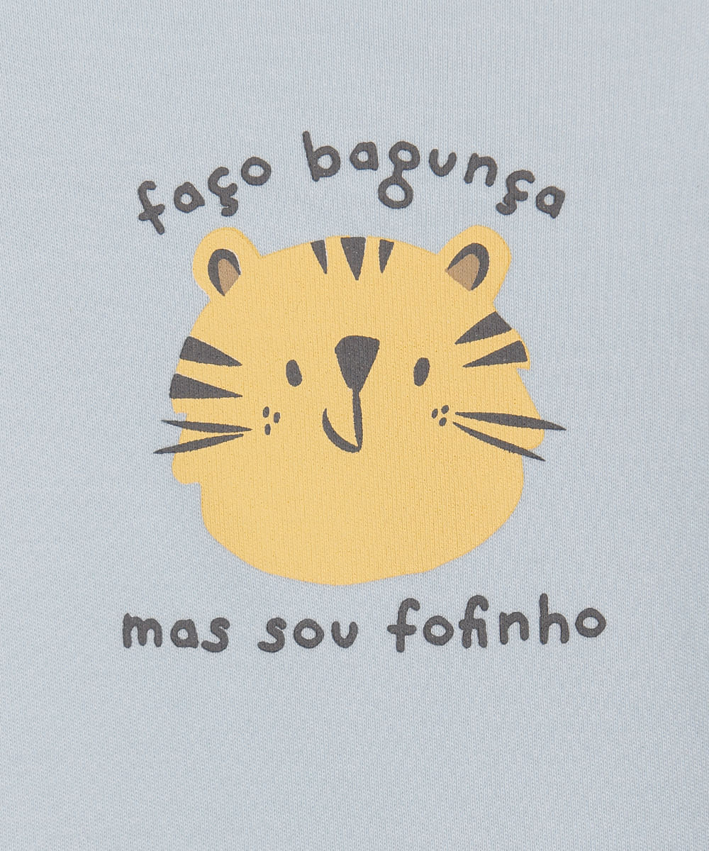 body infantil de algodão manga curta estampado azul