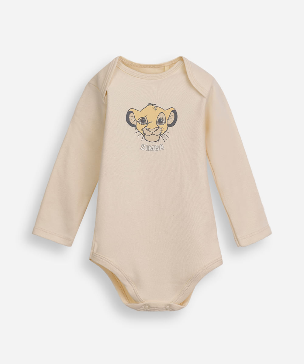 body infantil de algodão simba bege