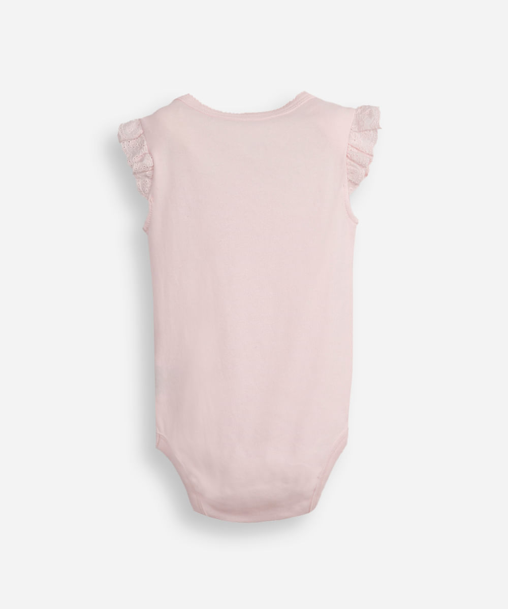 kit de 2 body infantis de algodão com laise - multicor