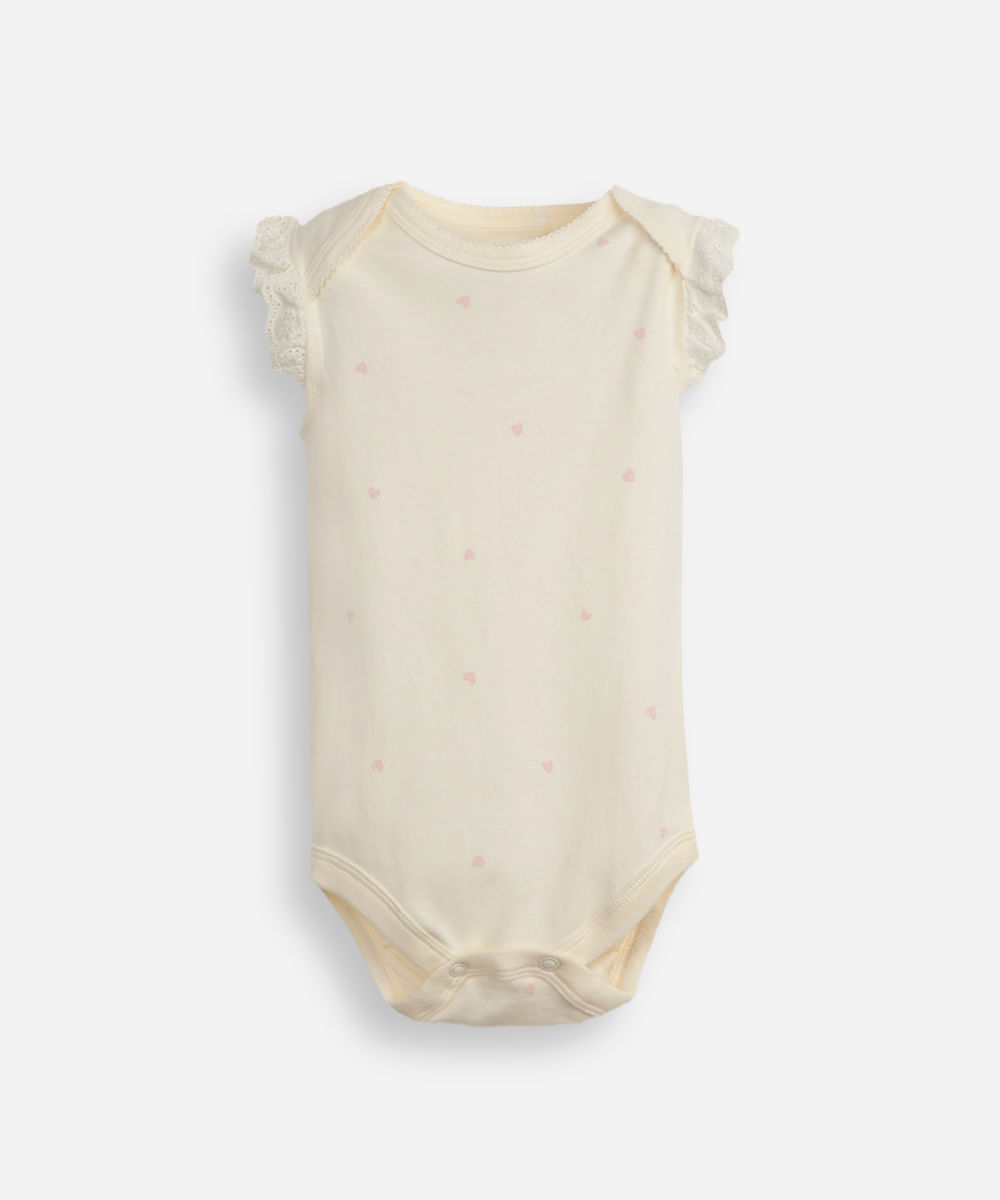 kit de 2 body infantis de algodão com laise - multicor