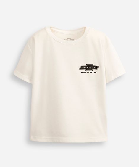 camiseta infantil manga curta chevrolet monza off white