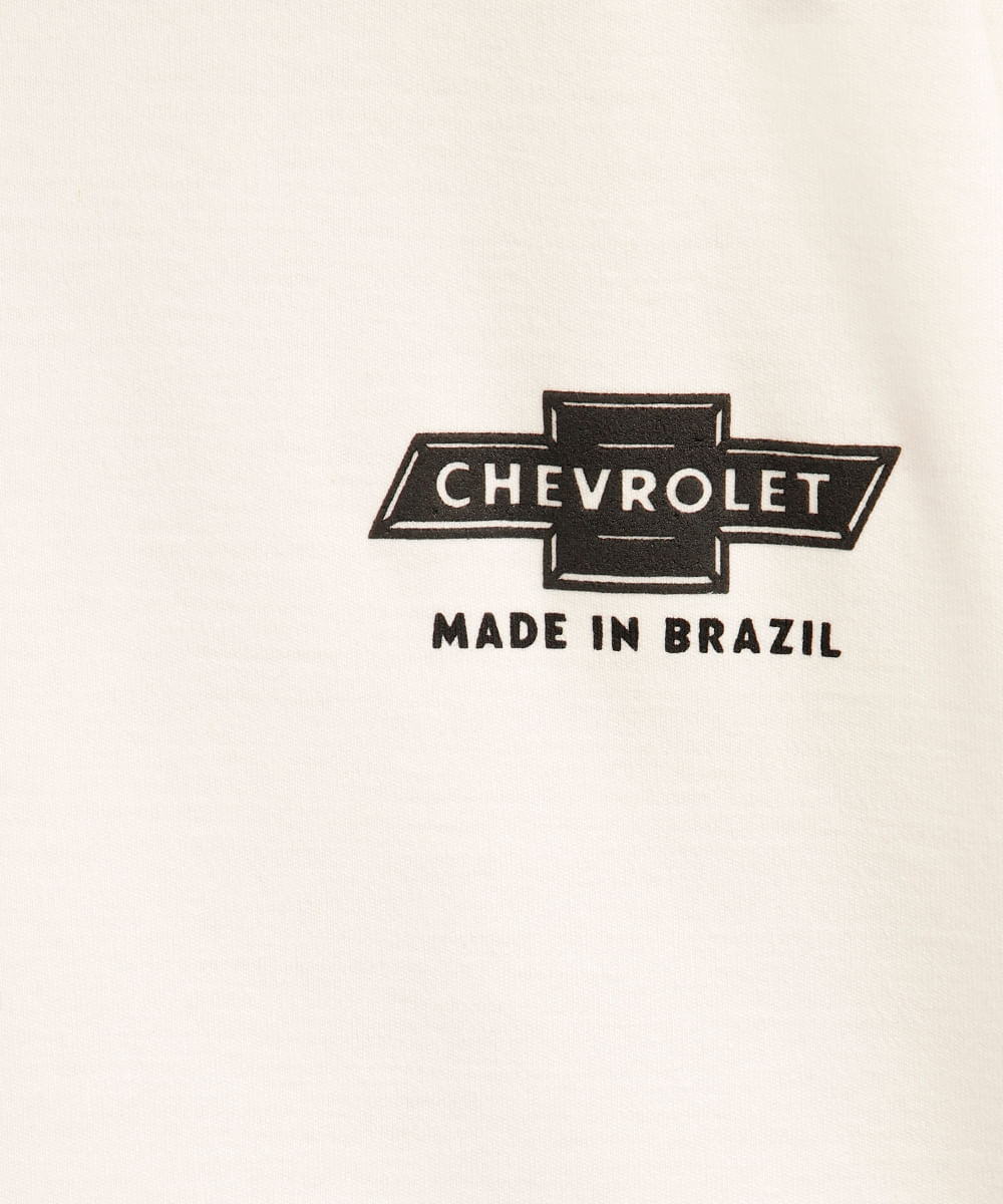 camiseta infantil manga curta chevrolet monza off white