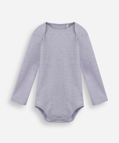 body infantil de algodão manga longa cinza