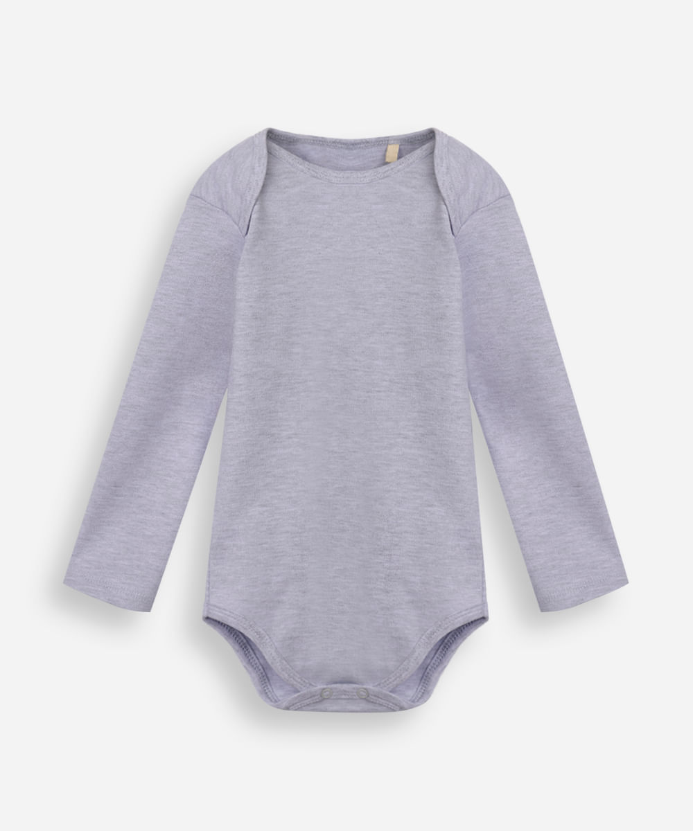 body infantil de algodão manga longa cinza
