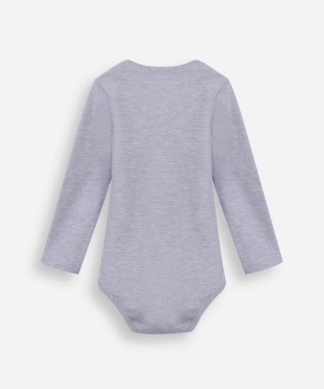 body infantil de algodão manga longa cinza