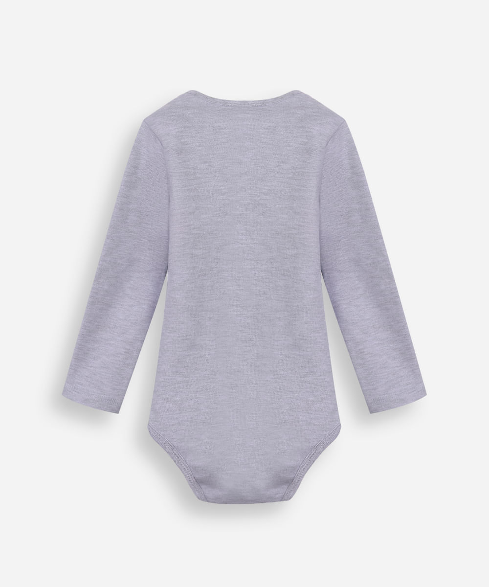 body infantil de algodão manga longa cinza
