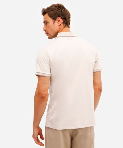 polo básica masculina slim manga curta bege