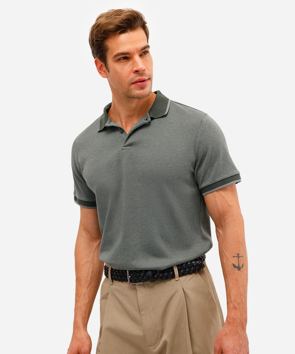 polo básica masculina slim manga curta verde