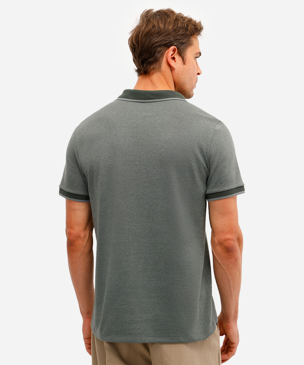 polo básica masculina slim manga curta verde