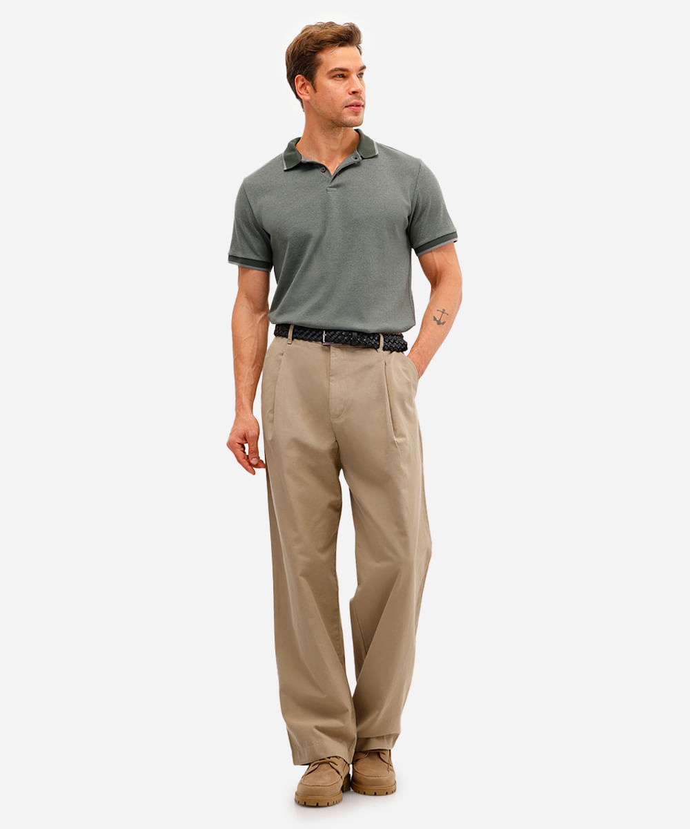 polo básica masculina slim manga curta verde