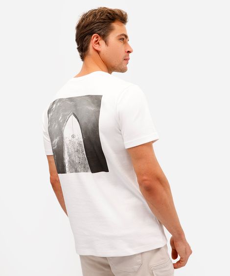 camiseta masculina manga curta estampada off white