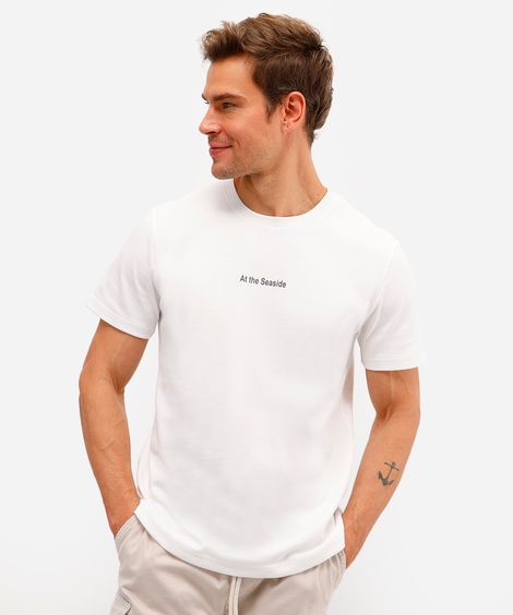 camiseta masculina manga curta estampada off white