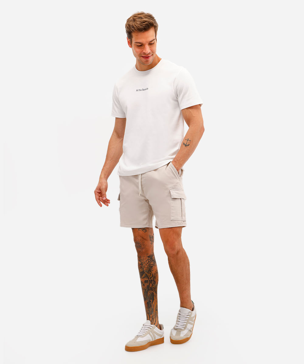 camiseta masculina manga curta estampada off white
