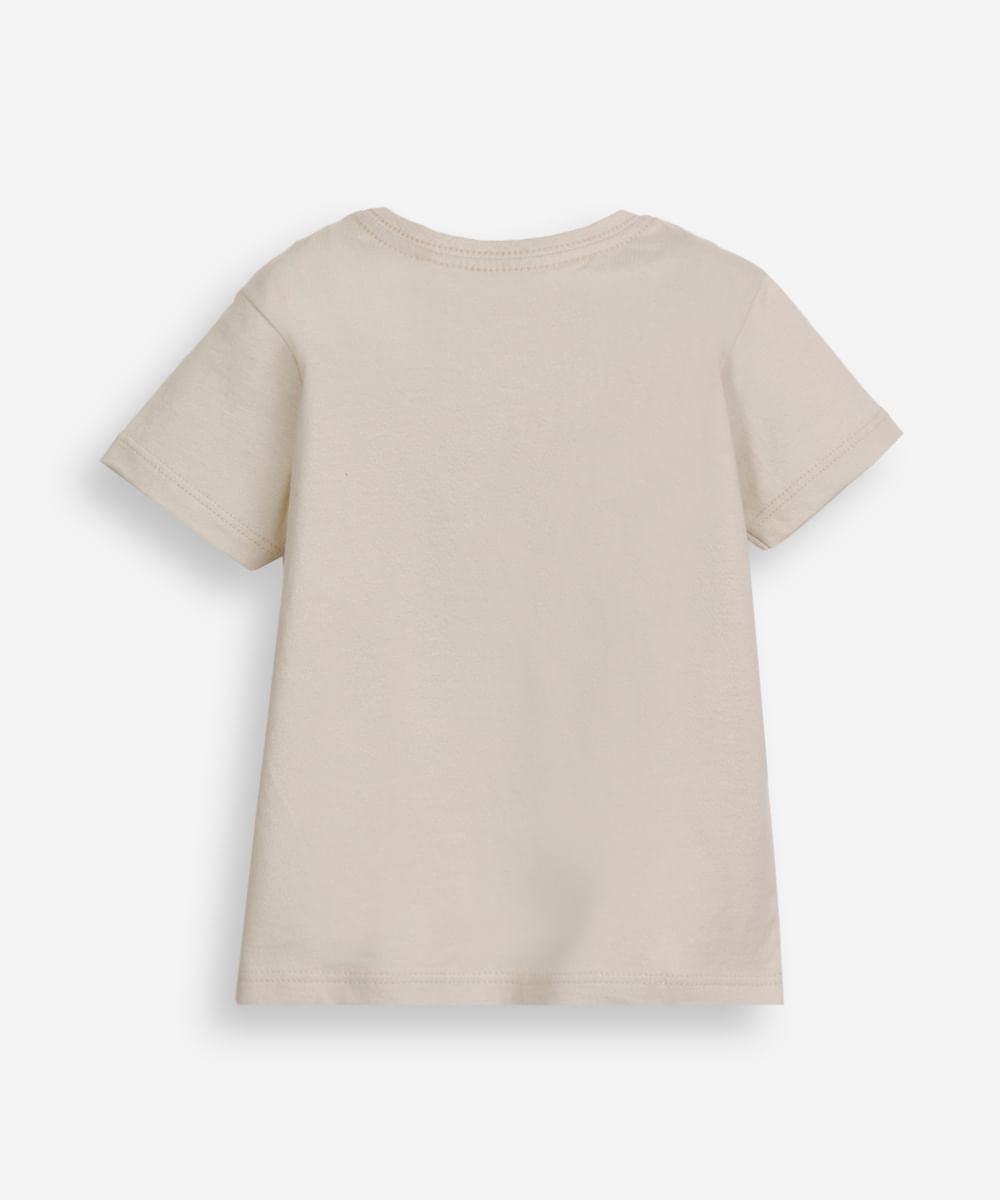 camiseta infantil de algodão snoopy bege