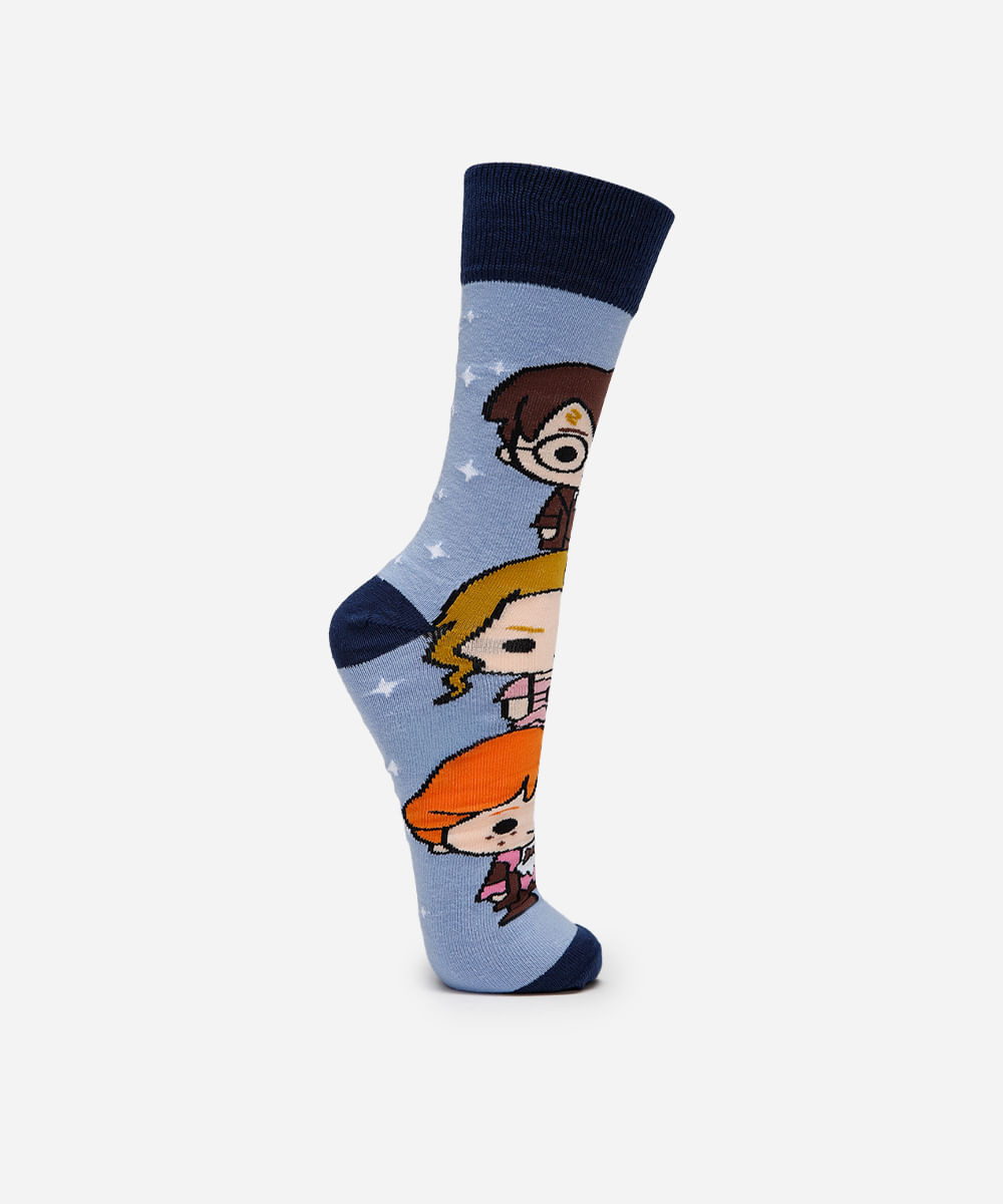 meia cano longo harry potter - azul