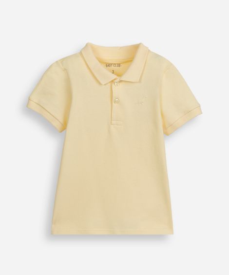polo infantil de algodão com bordado amarela