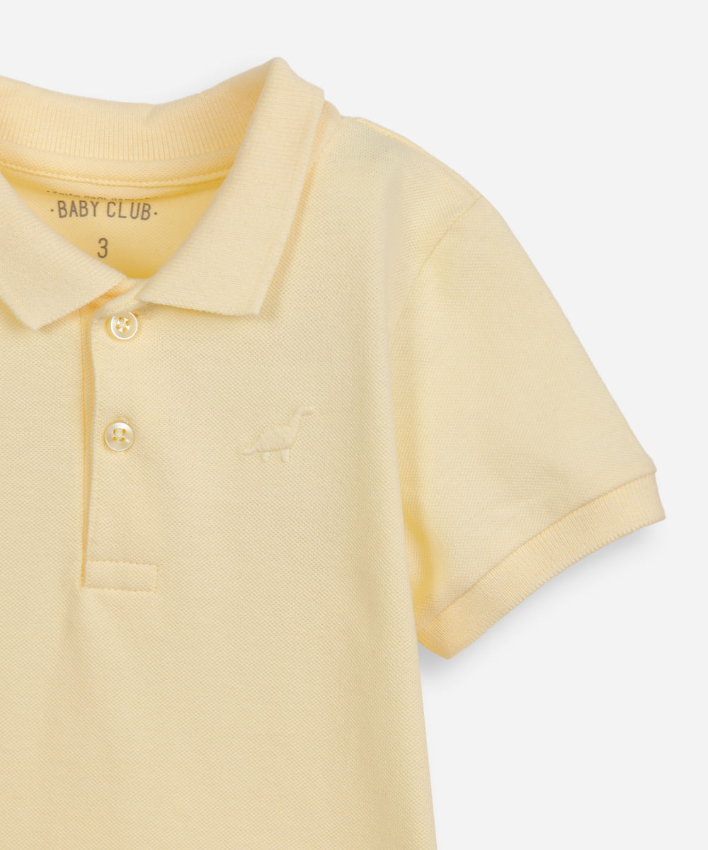 polo infantil de algodão com bordado amarela