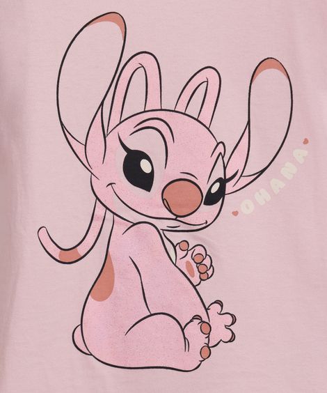 camiseta infantil de algodão angel com glitter rosa