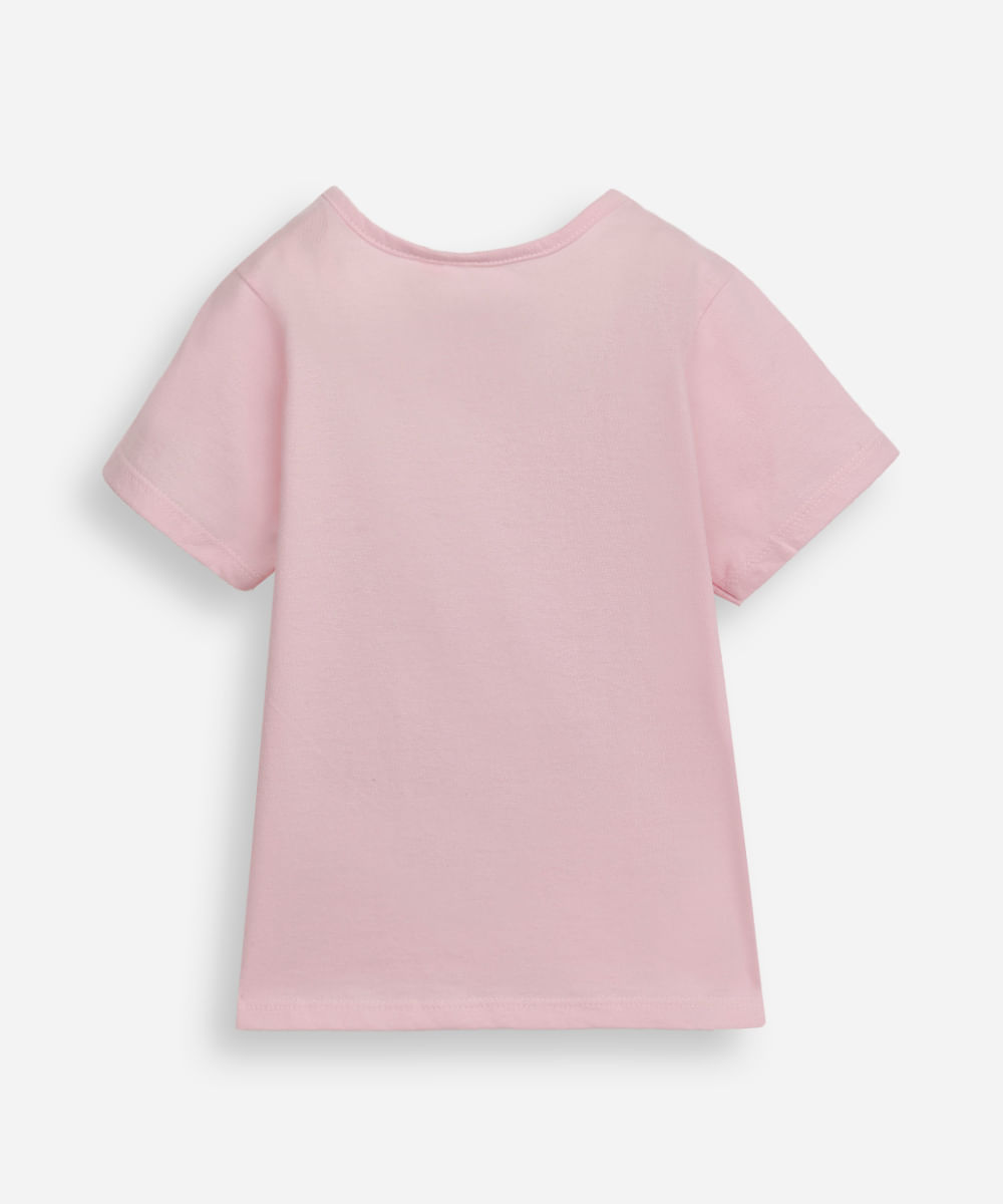 camiseta infantil de algodão angel com glitter rosa