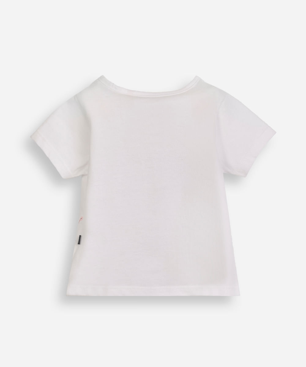 camiseta infantil de algodão minnie com glitter off white
