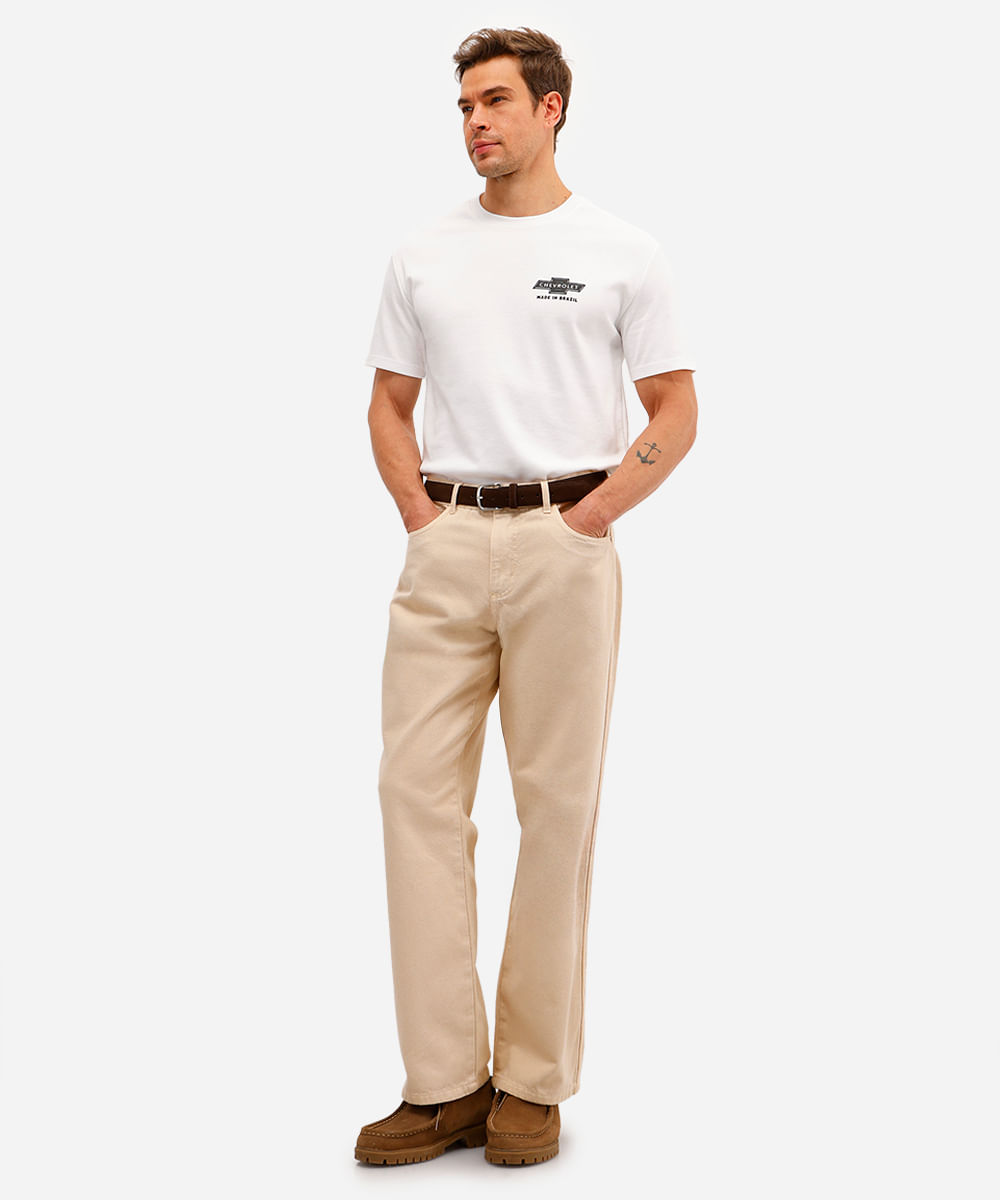 camiseta masculina manga curta chevrolet monza off white