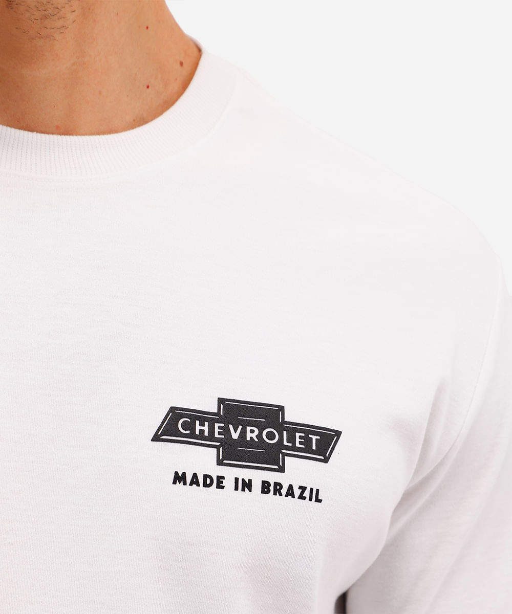 camiseta masculina manga curta chevrolet monza off white