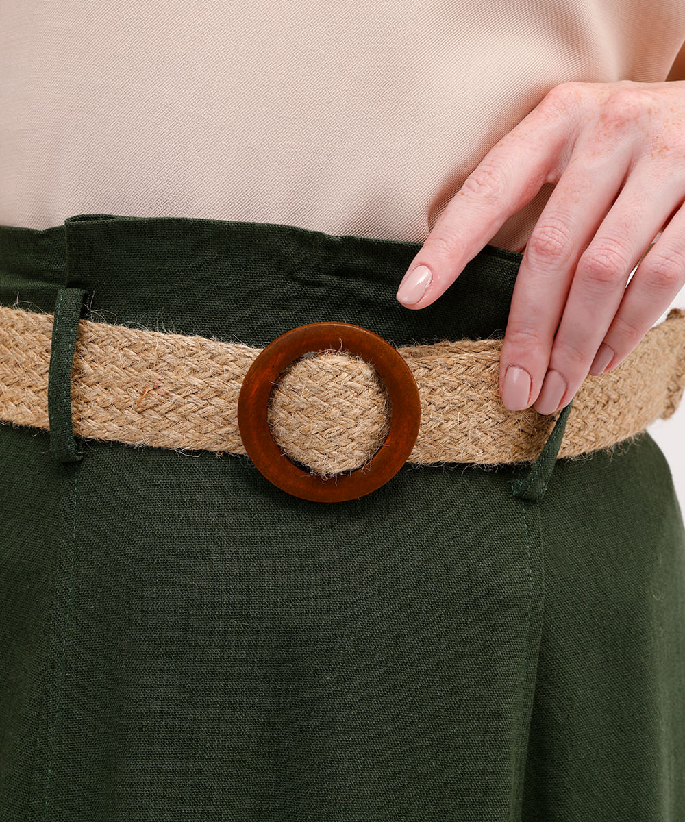 saia midi feminina com linho cintura alta verde