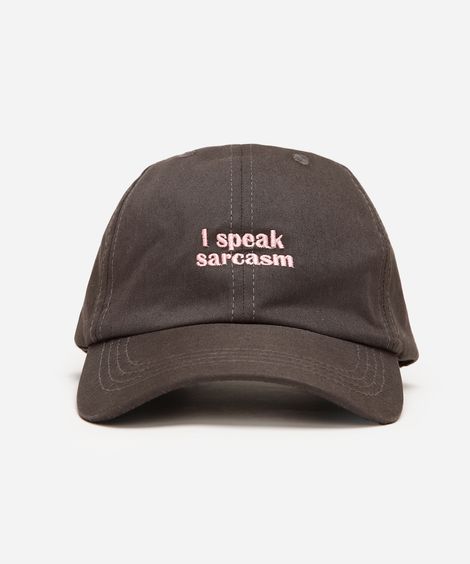boné aba curva bordado i speak sarcasm cinza