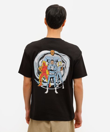 camiseta masculina quarteto fantástico preta