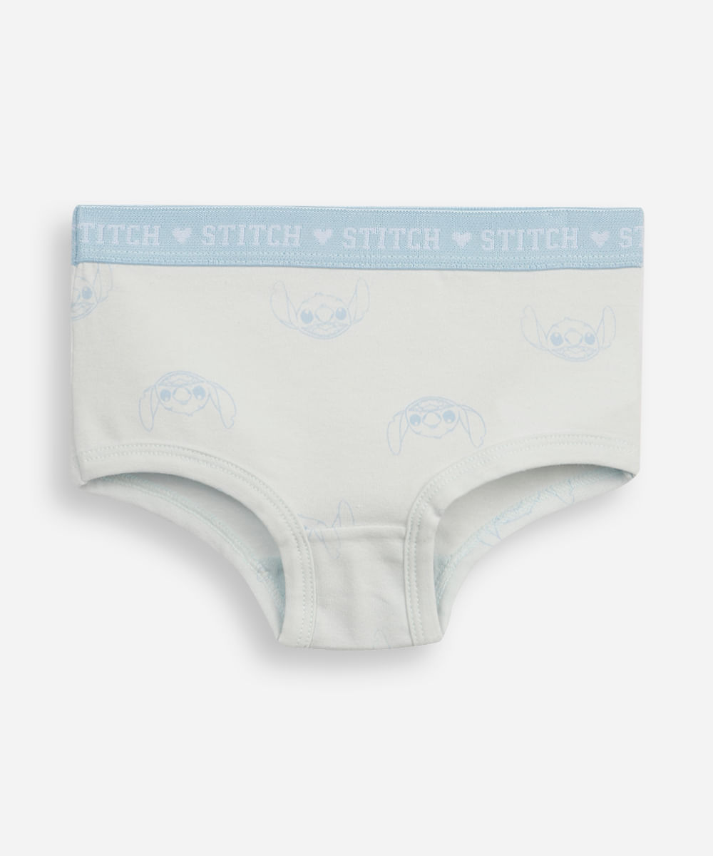 kit de 2 calcinhas infantis de algodão stitch azul