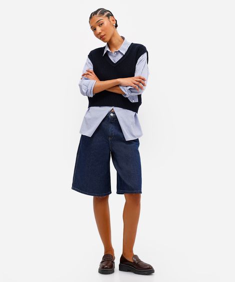 bermuda jorts feminina jeans  azul