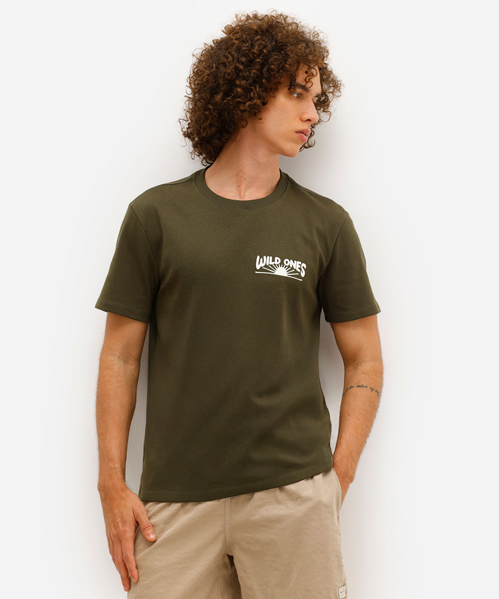 camiseta masculina wild ones manga curta verde