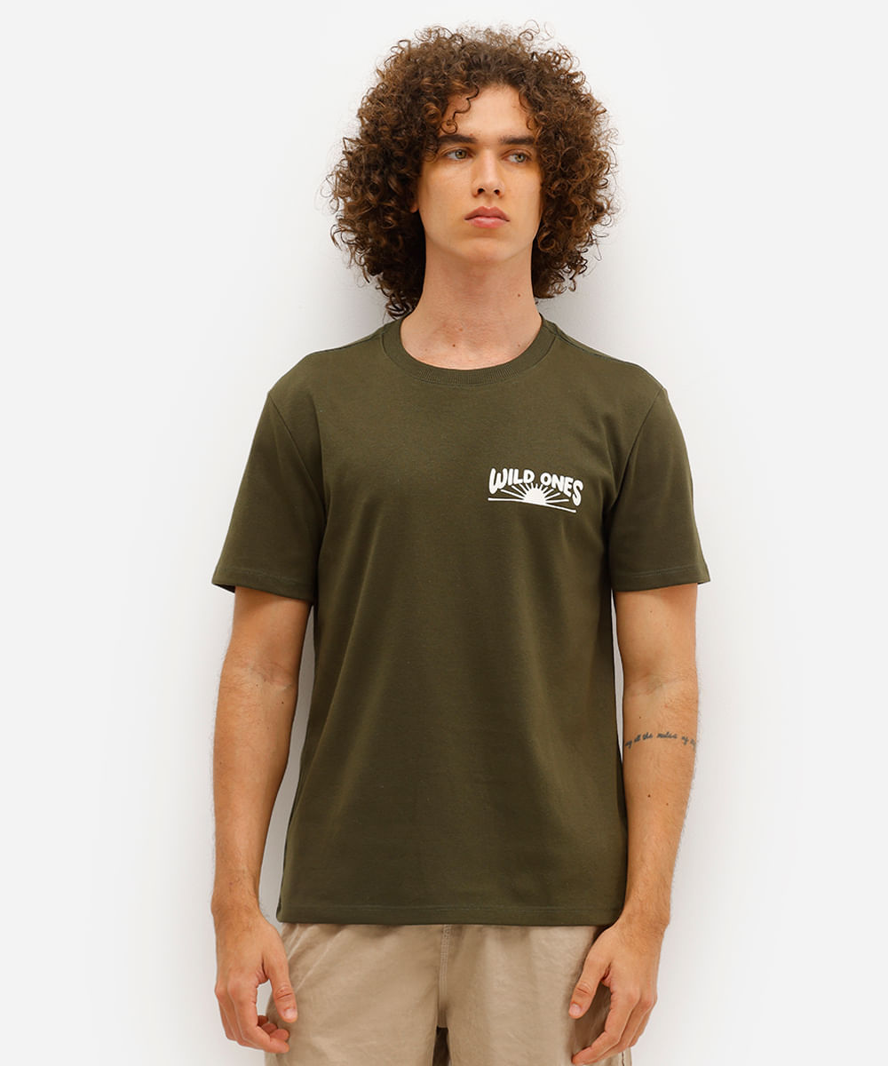 camiseta masculina wild ones manga curta verde