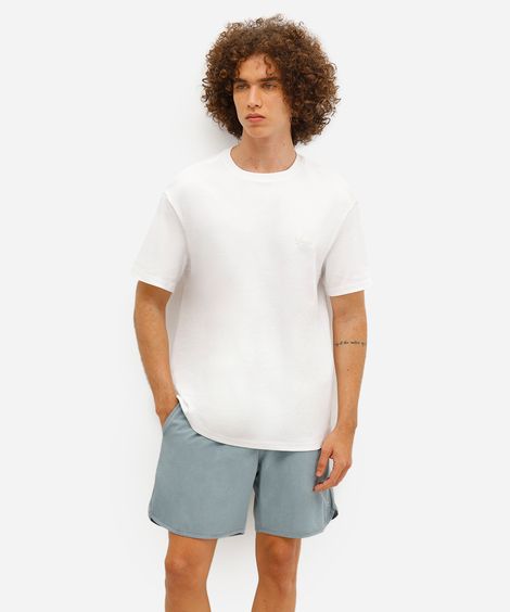 short masculino cós elástico azul
